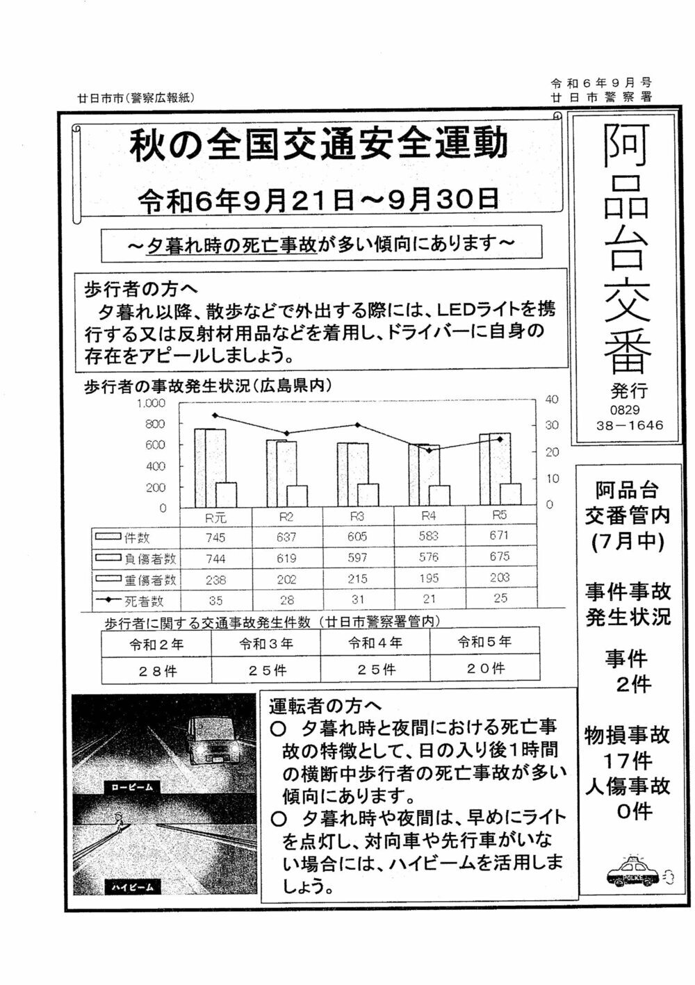 阿品台交番　廿日市警察署発行　令和6年9月号